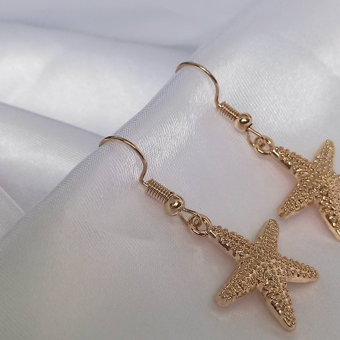 Gold Starfish Drop Earrings