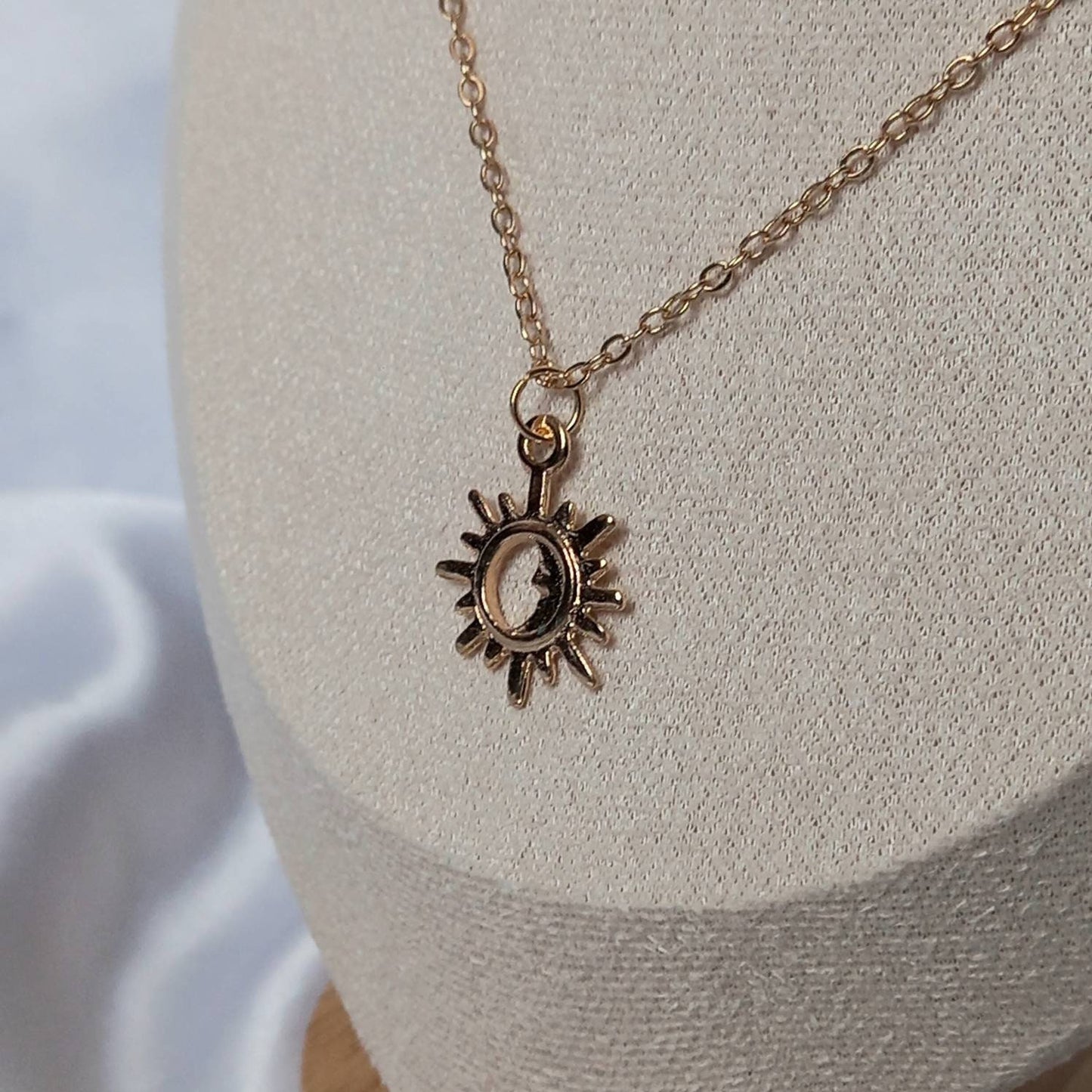 Gold Sun & Moon Charm Necklace - Gold Necklaces In The UK,Sun Necklace,Moon Necklace,Sun Jewellery,Gold Jewellery In The UK,Moon Jewellery