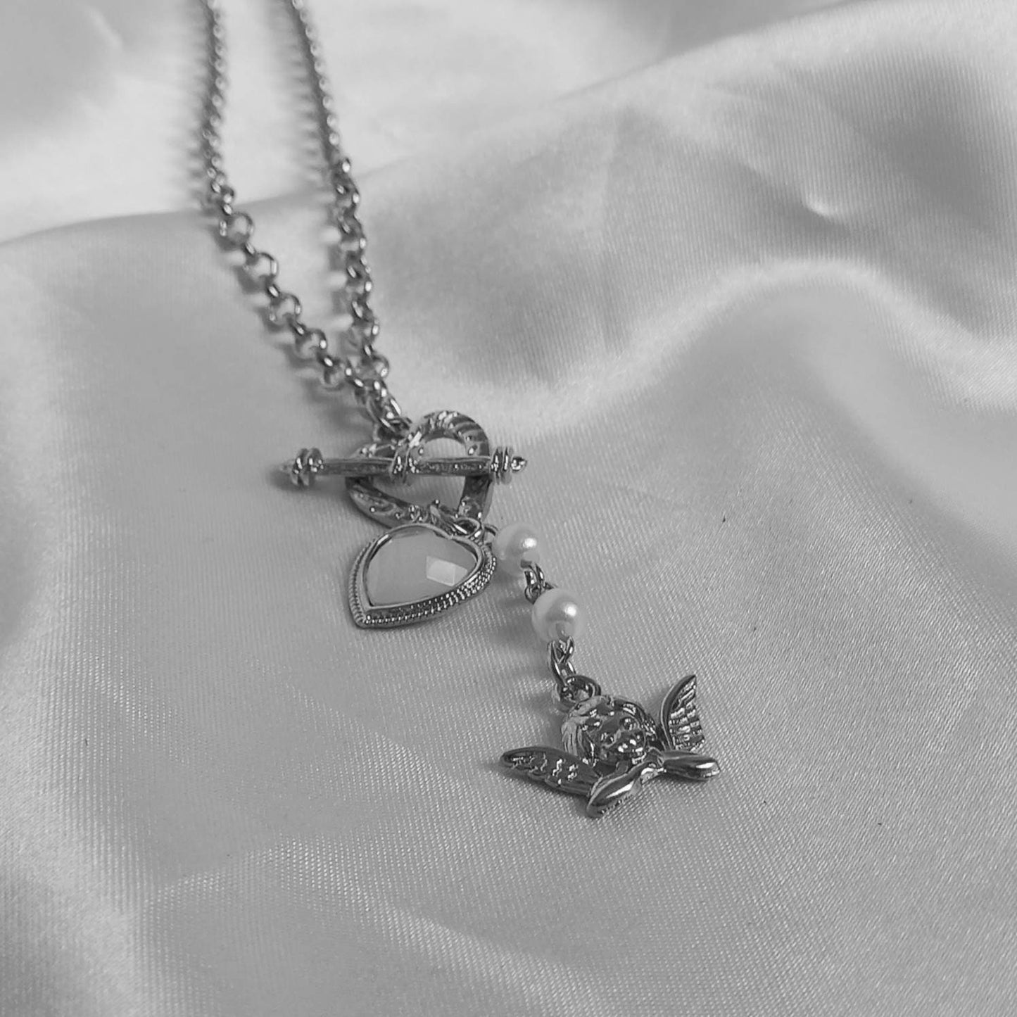Silver Angel Charm Necklace - Silver Necklaces In The UK,Angel Necklaces,Angel Jewellery,Silver Jewellery In The UK,Silver Heart Necklace