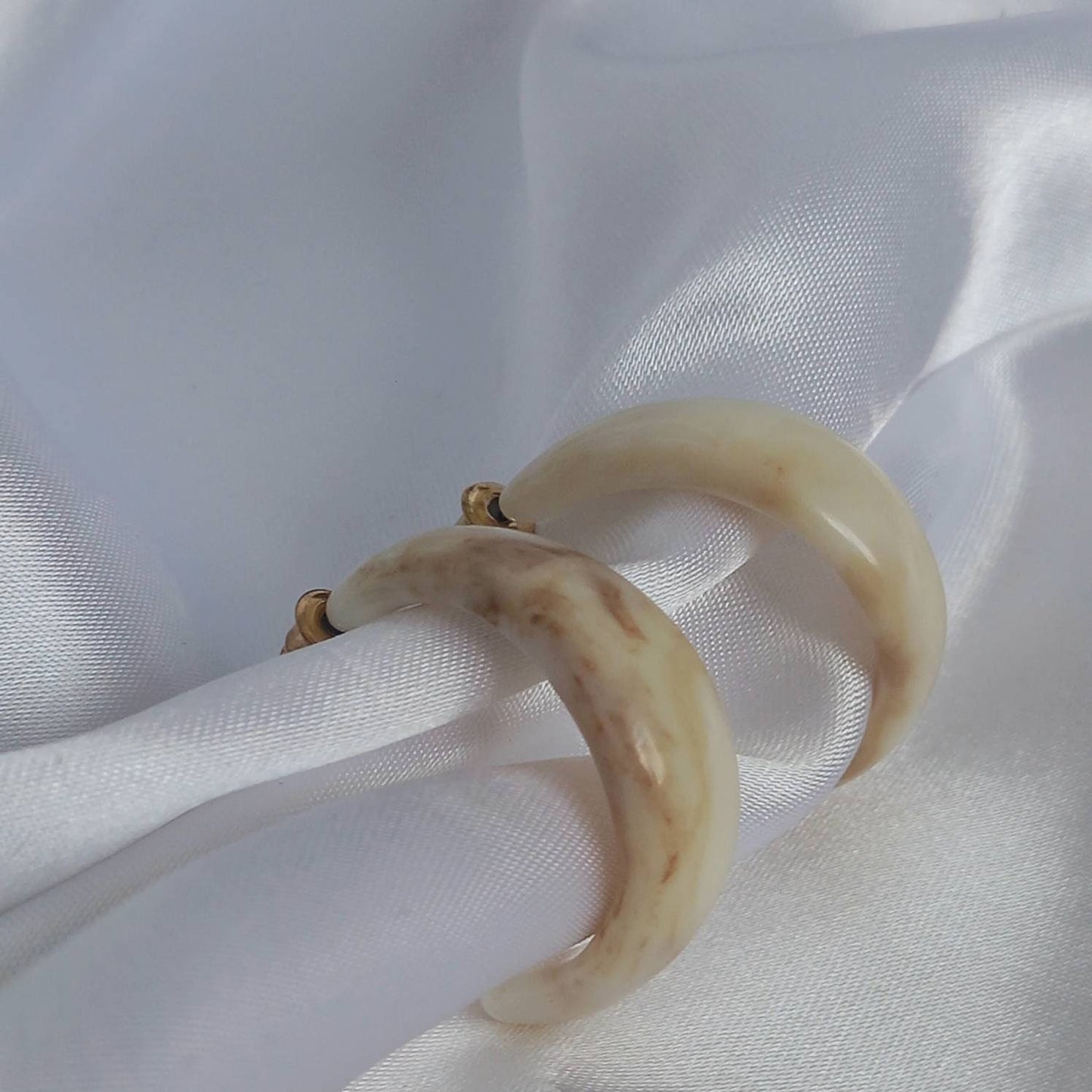 Chunky Beige Resin Hoop Earrings - Resin Earrings, Chunky Hoop Earrings, Thick Resin Earrings, Earrings In The UK, Hoop Earrings In The UK