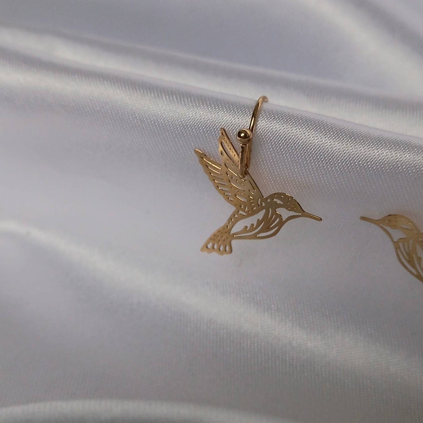 Gold Bird Earrings - Small Gold Earrings In The UK,Gold Jewellery In The UK,Gold Drop Earrings,Bird Jewellery,Delicate Earrings,Lighweight