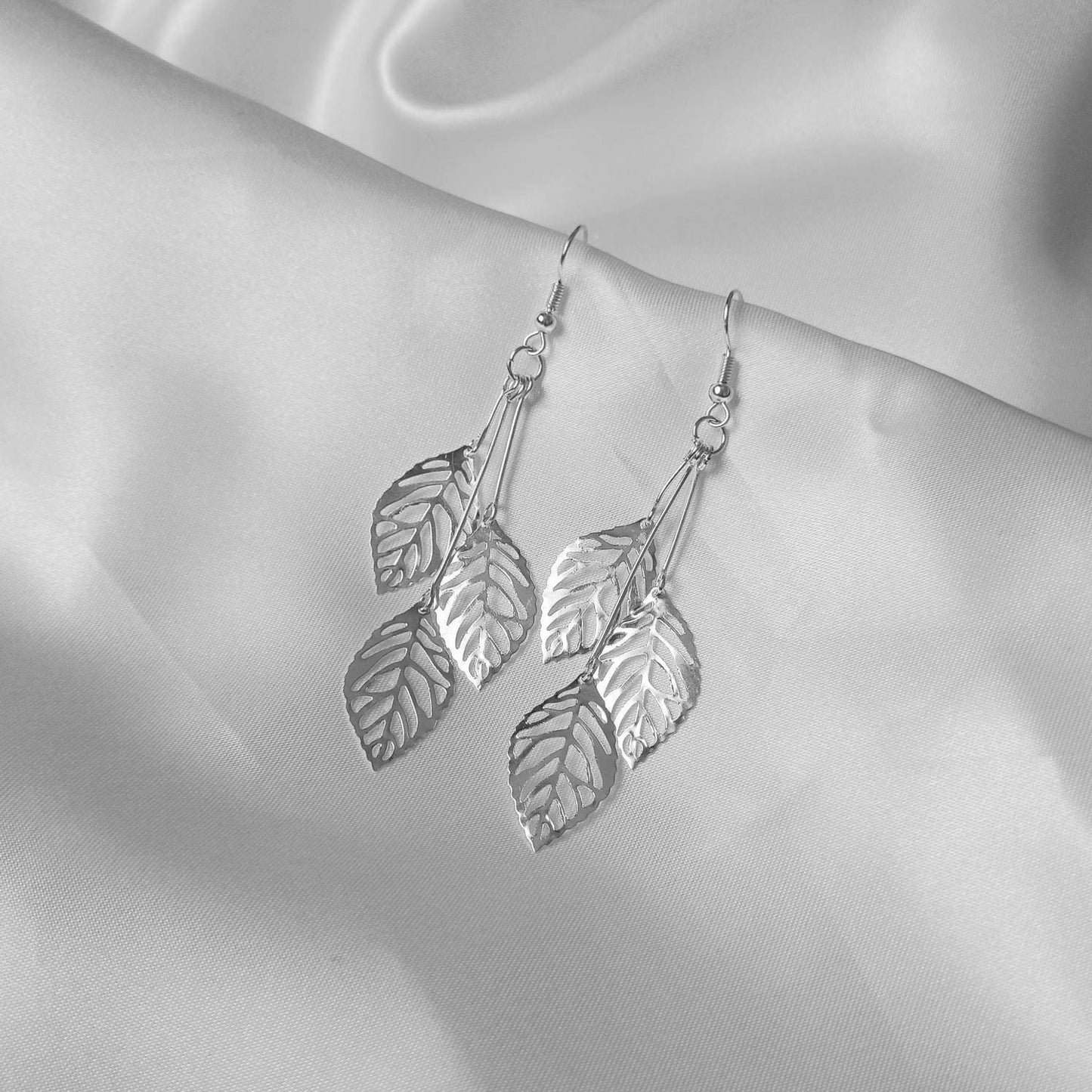 Silver Leaf Drop Earrings - Lightweight Drop Earrings,Lighweight Silver Earrings,Leaf Earrings,Silver Earrings In The UK,Silver Jewellery