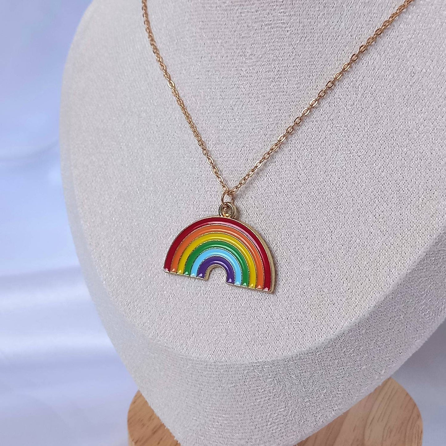 Gold Rainbow Charm Necklace - Rainbow Necklace,Rainbow Jewellery,Colourful Necklace,Gold Necklaces In The UK,Gold Jewellery In The UK