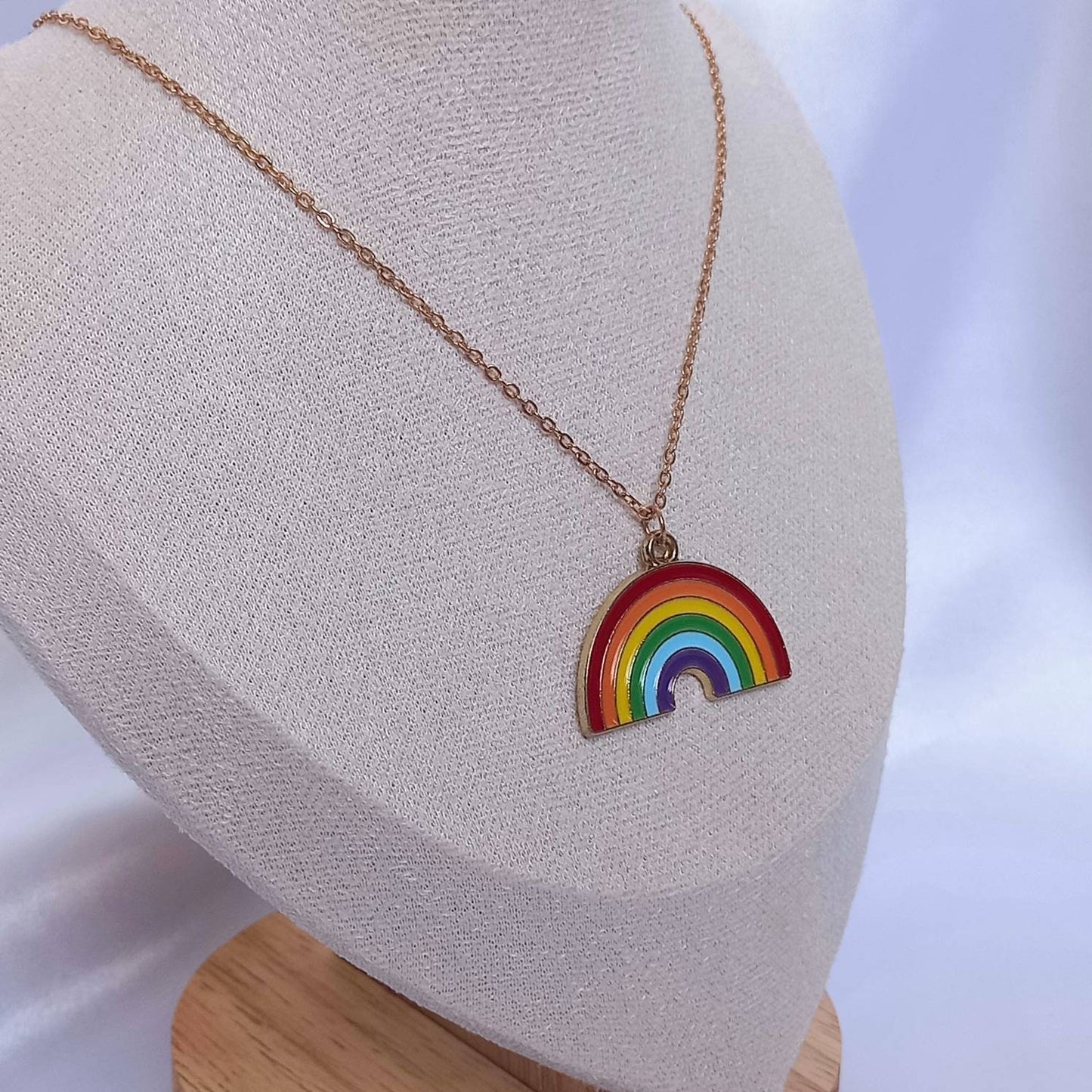 Gold Rainbow Charm Necklace - Rainbow Necklace,Rainbow Jewellery,Colourful Necklace,Gold Necklaces In The UK,Gold Jewellery In The UK