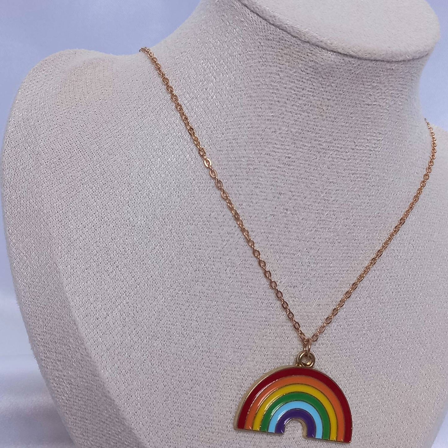 Gold Rainbow Charm Necklace - Rainbow Necklace,Rainbow Jewellery,Colourful Necklace,Gold Necklaces In The UK,Gold Jewellery In The UK