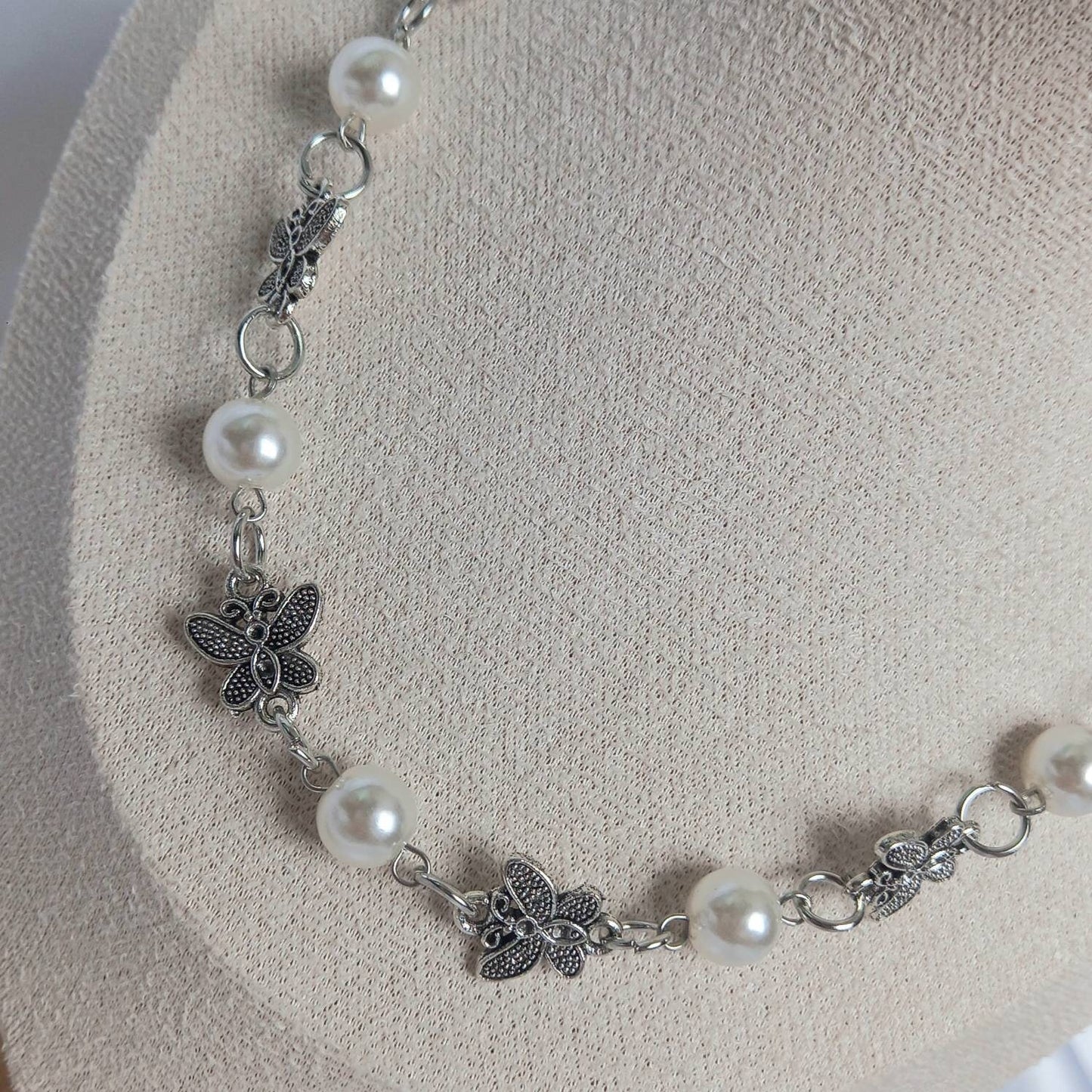 Silver Butterfly Chain Necklace-Silver Butterfly Necklace,Silver Necklaces In The UK, Silver Jewellery In The UK,Butterflies,Pearl Necklaces