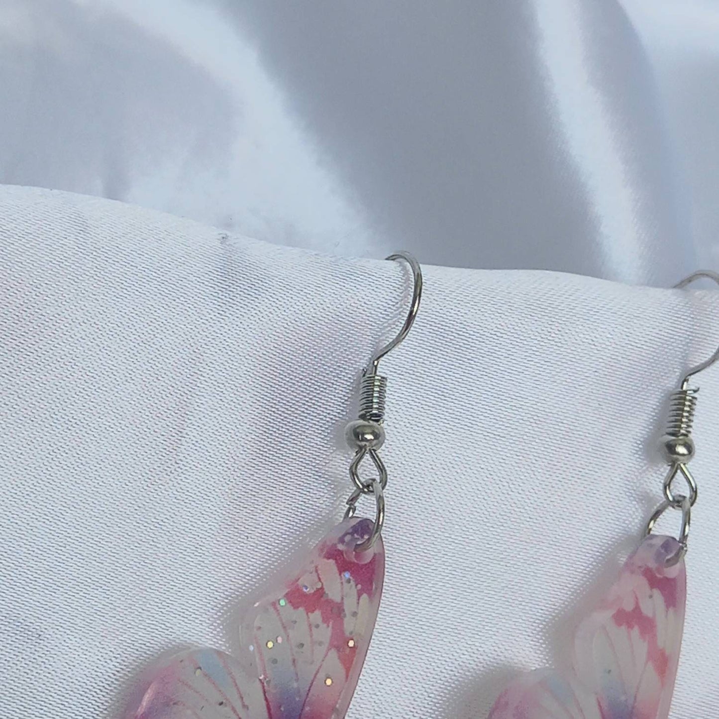 Pink Butterfly Drop Earrings - Lightweight Earrings,Purple Butterfly Earrings,Pink Earrings In The UK,Silver Butterfly Jewellery In The UK