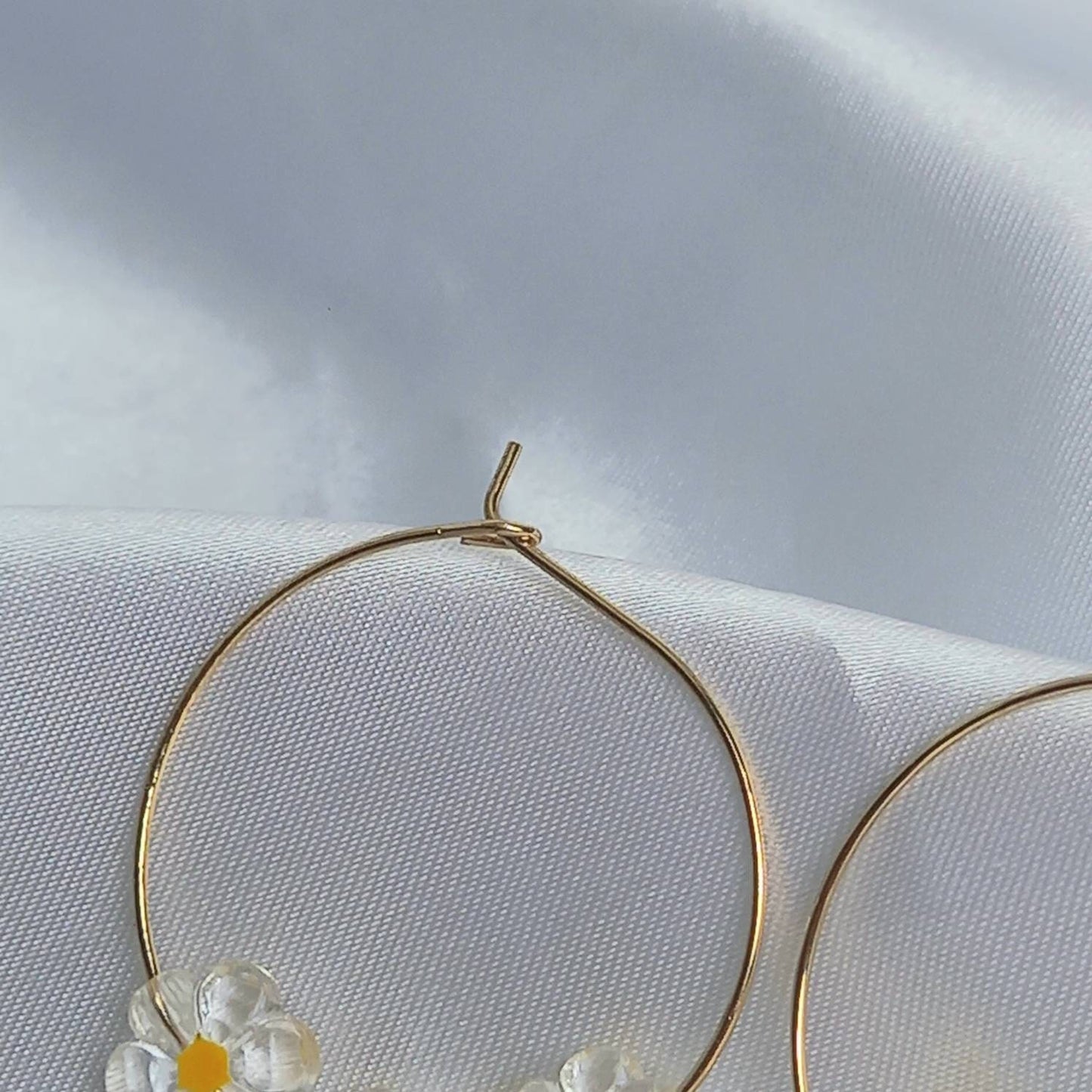 Chunky Flower Hoop Earrings - Chunky Earrings, Chunky Hoops, Bead Earrings, Cute Earrings, Gold Earrings In The UK, Gold Jewellery In The UK