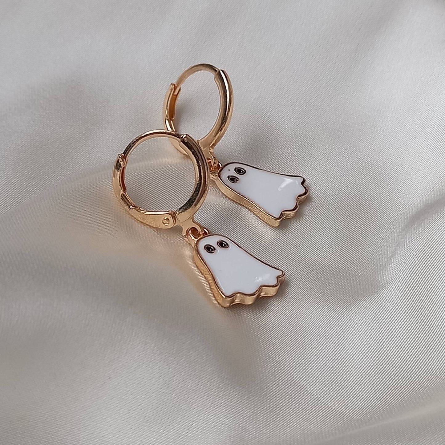 Gold Ghost Drop Earrings -  Ghost Earrings In The UK,Vintage Style,Small Gold Earrings In The UK,Gold Jewellery In The UK,Ghost Jewellery