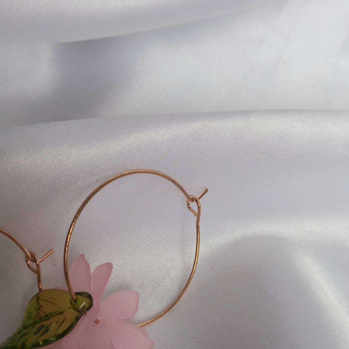 Pink Flower Gold Hoop Earrings - Lightweight Hoop Earrings Flower Earrings,Hoop Earrings In The UK,Cute Earrings,Flower Jewellery In The UK