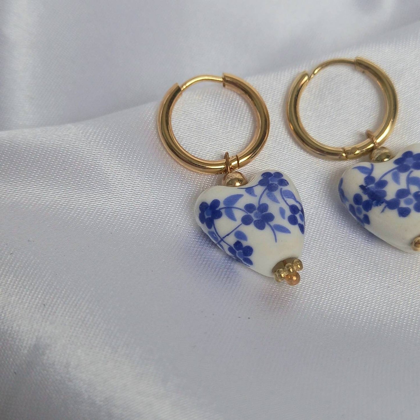 Blue & Gold Bead Drop Earrings - Blue Bead Earrings,Blue Bead Jewellery,Beaded Earrings In The UK,Beaded Jewellery,Blue Bead Drop Earrings