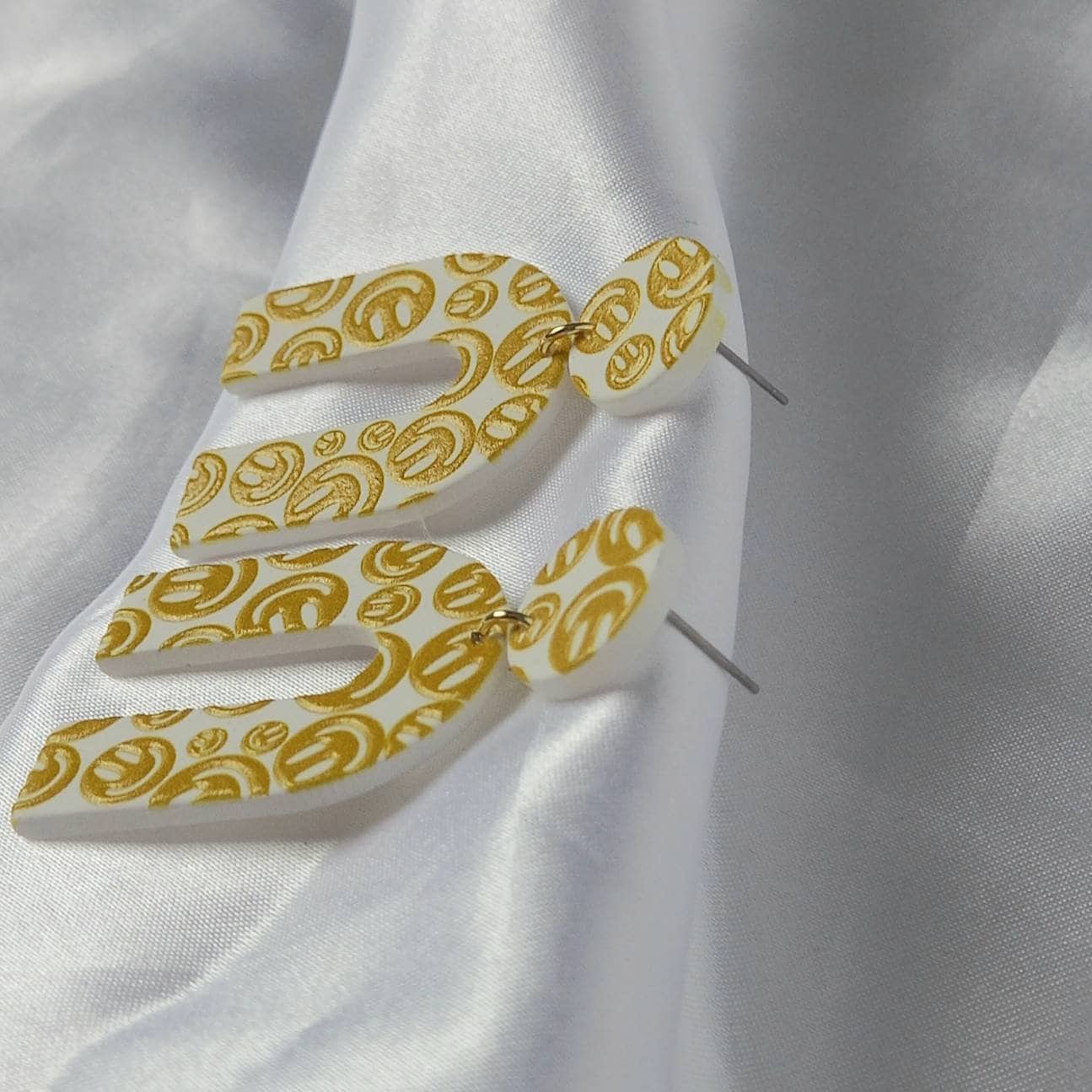 Yellow Smiley Face Earrings - Rainbow Earrings,Yellow Arch Earrings In The UK,Yellow Jewellery In The UK,Smile Earrings,Large Drop Earrings