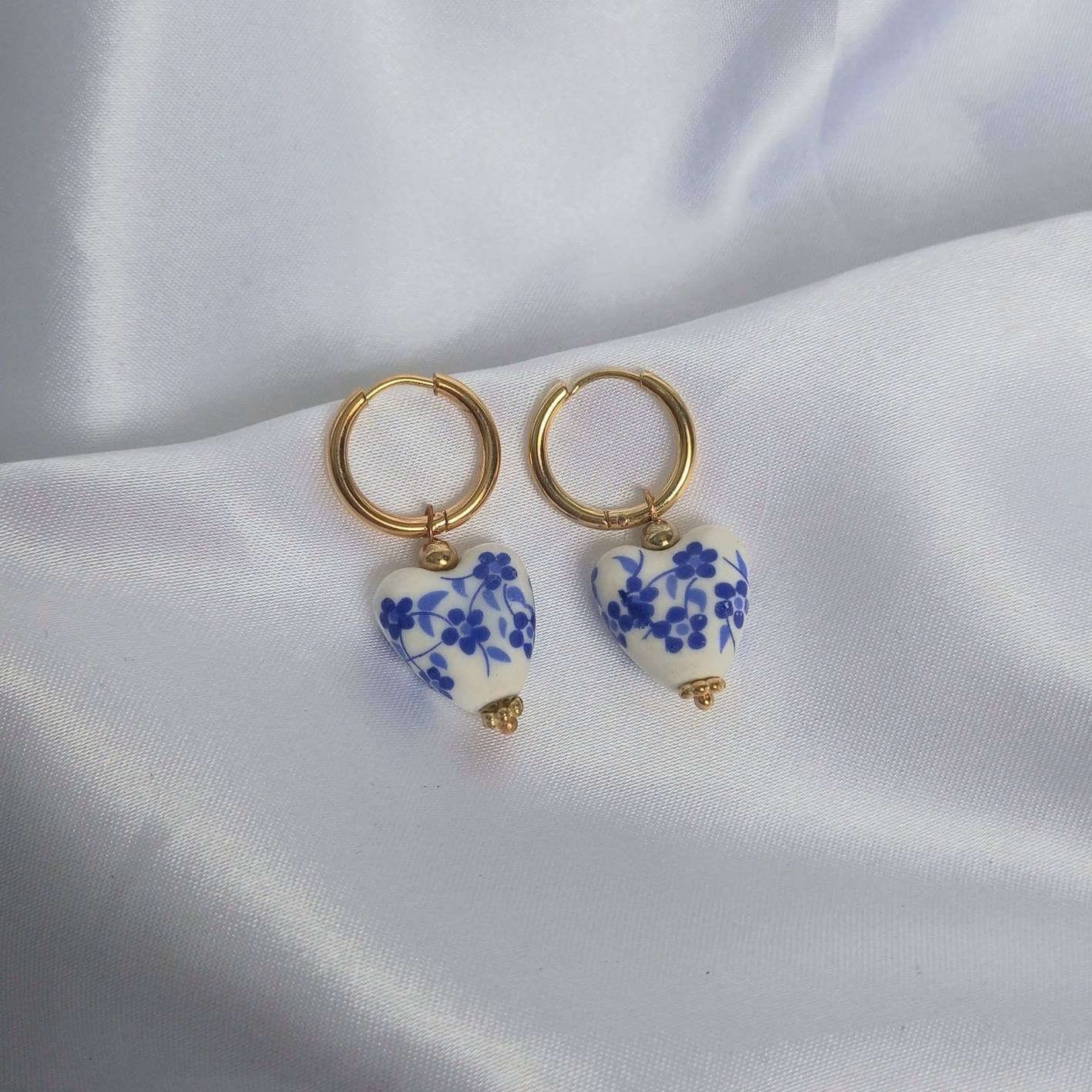 Blue & Gold Bead Drop Earrings - Blue Bead Earrings,Blue Bead Jewellery,Beaded Earrings In The UK,Beaded Jewellery,Blue Bead Drop Earrings