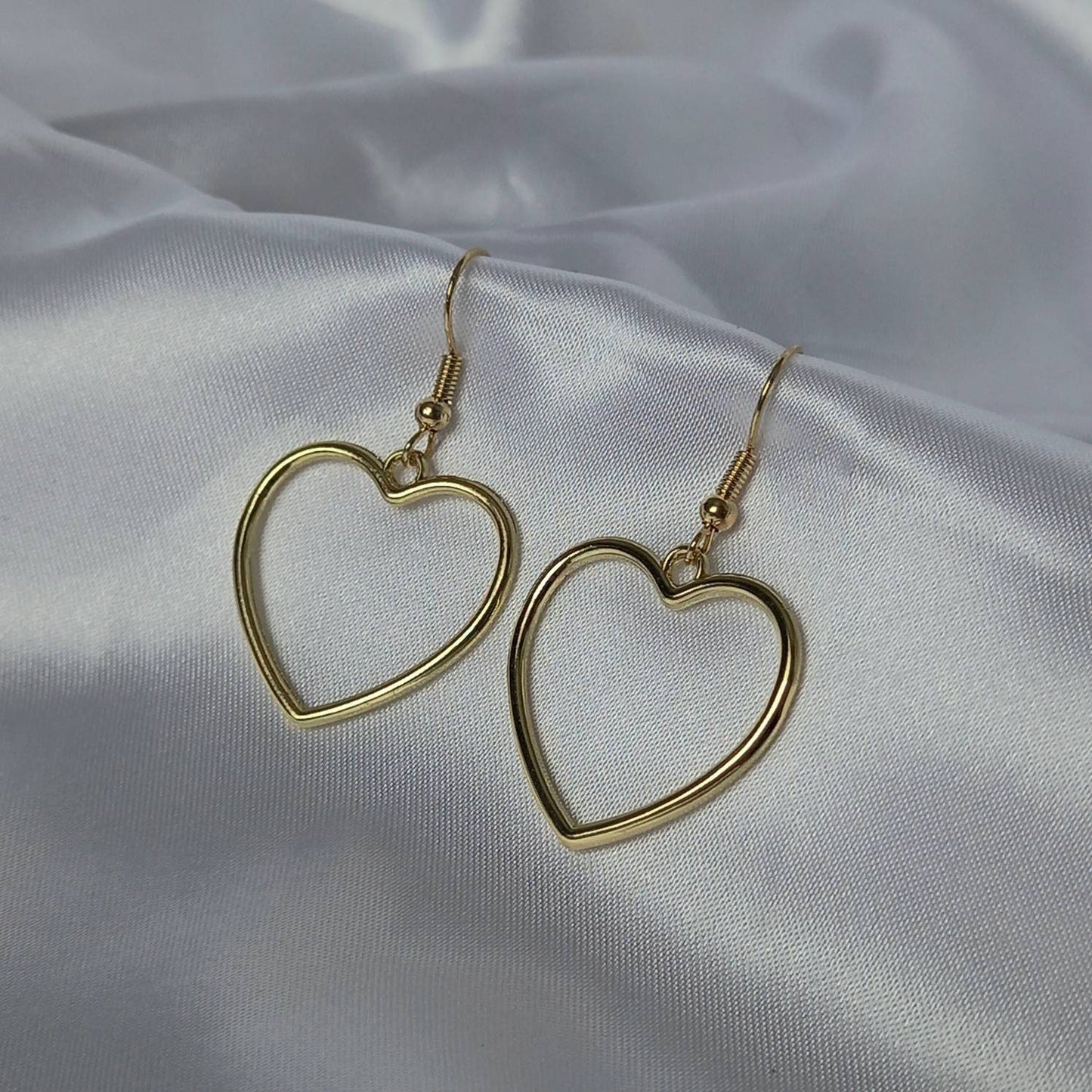 Gold Heart Drop Earrings - Gold Heart Earrings,Gold Heart Jewellery,Gold Earrings In The UK,Gold Jewellery In The UK,Love Heart Earrings