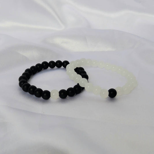 2 Matching Friendship Bead Bracelets - Beaded Jewellery,Friendship Jewellery,Beaded Bracelets,Friendship Bracelet,Black & White Jewellery
