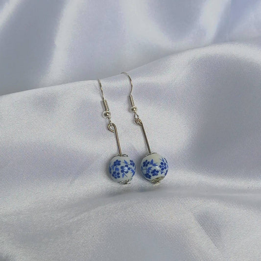 Blue & Silver Bead Drop Earrings - Blue Bead Earrings,Blue Bead Jewellery,Beaded Earrings In The UK,Beaded Jewellery,Blue Bead Drop Earrings