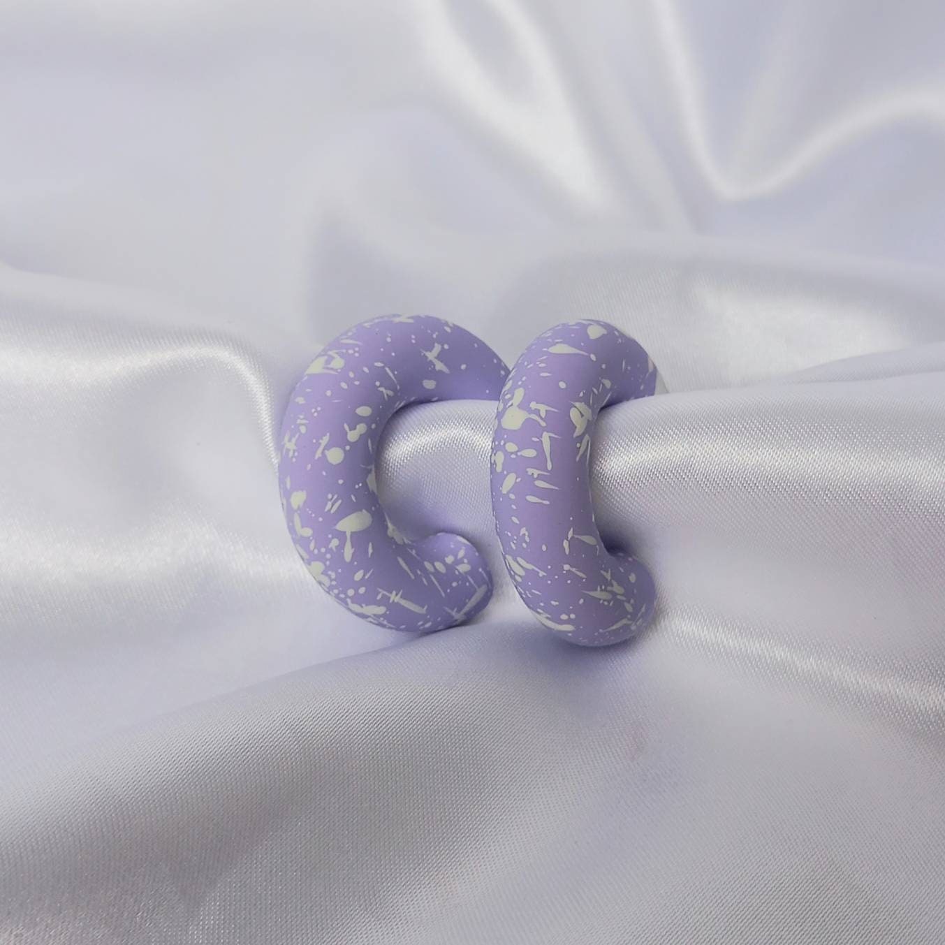 Chunky Purple Speckled Hoop Earrings - Purple Earrings,Chunky Hoop Earrings,Purple Earrings In The UK,Hoop Earrings In The UK,Lilac Earrings