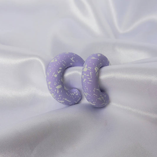 Chunky Purple Speckled Hoop Earrings - Purple Earrings,Chunky Hoop Earrings,Purple Earrings In The UK,Hoop Earrings In The UK,Lilac Earrings