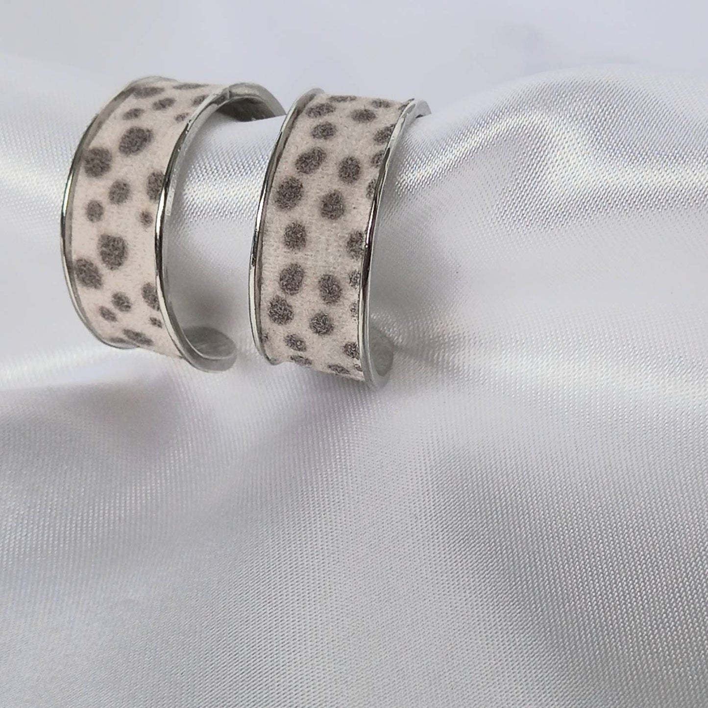 Leopard Print Hoop Earrings - Small Silver Hoops, Everyday Hoop Earrings In The UK, Everyday Jewellery In The UK, Spotty Hoop Earrings