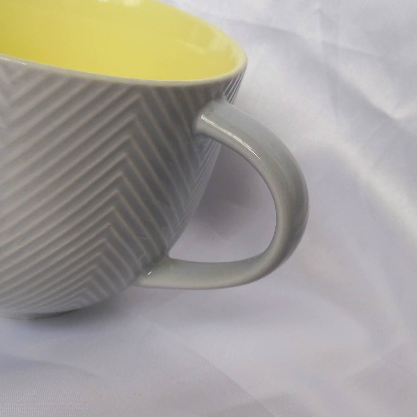 Large Grey Patterned Teacup - Grey Coffee Cup,Gifts For Her,Herbal Tea Cup,Yellow Mug,Grey & Yellow,Grey Mug,Cute Teacup,Yellow Teacup