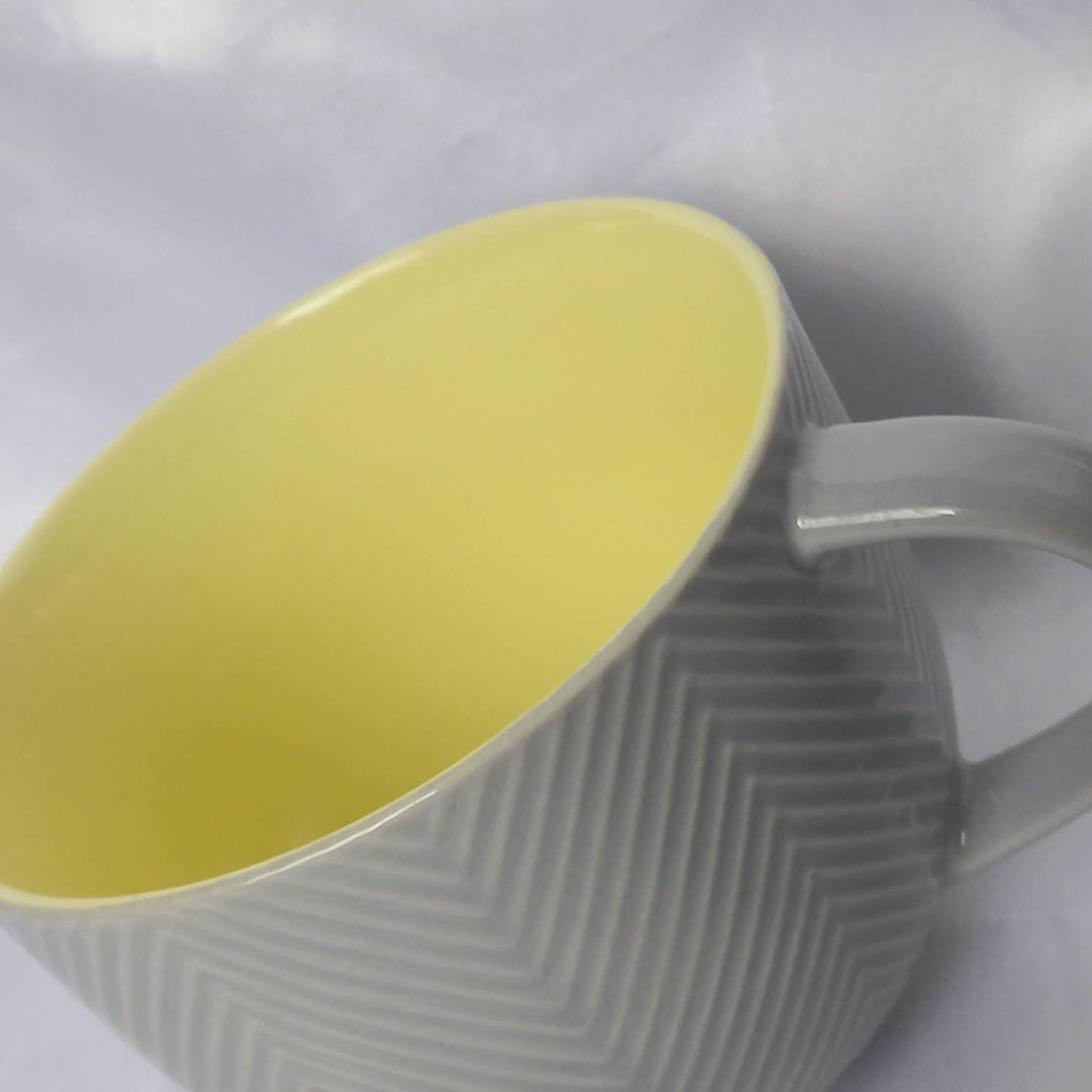 Large Grey Patterned Teacup - Grey Coffee Cup,Gifts For Her,Herbal Tea Cup,Yellow Mug,Grey & Yellow,Grey Mug,Cute Teacup,Yellow Teacup