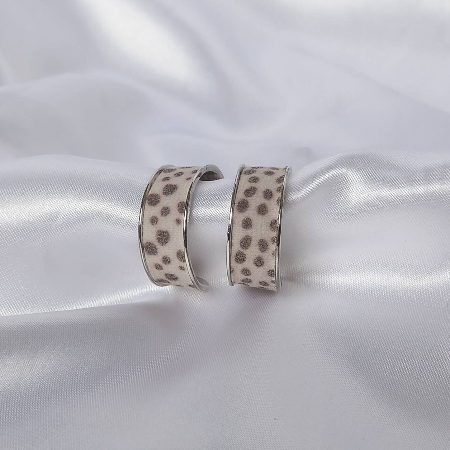 Leopard Print Hoop Earrings - Small Silver Hoops, Everyday Hoop Earrings In The UK, Everyday Jewellery In The UK, Spotty Hoop Earrings