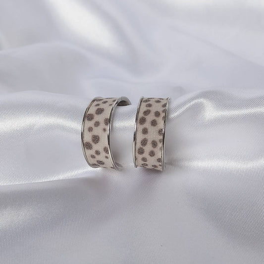 Leopard Print Hoop Earrings - Small Silver Hoops, Everyday Hoop Earrings In The UK, Everyday Jewellery In The UK, Spotty Hoop Earrings