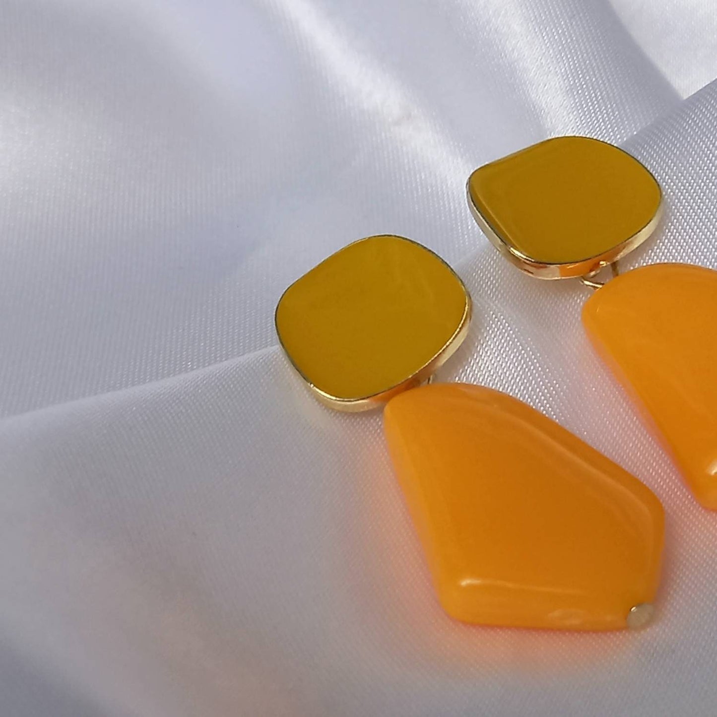 Orange Drop Earrings - Orange Earrings In The UK,Orange Jewellery In The UK,Gold Earrings,Chunky Earrings,Chunky Jewellery,Gifts For Her