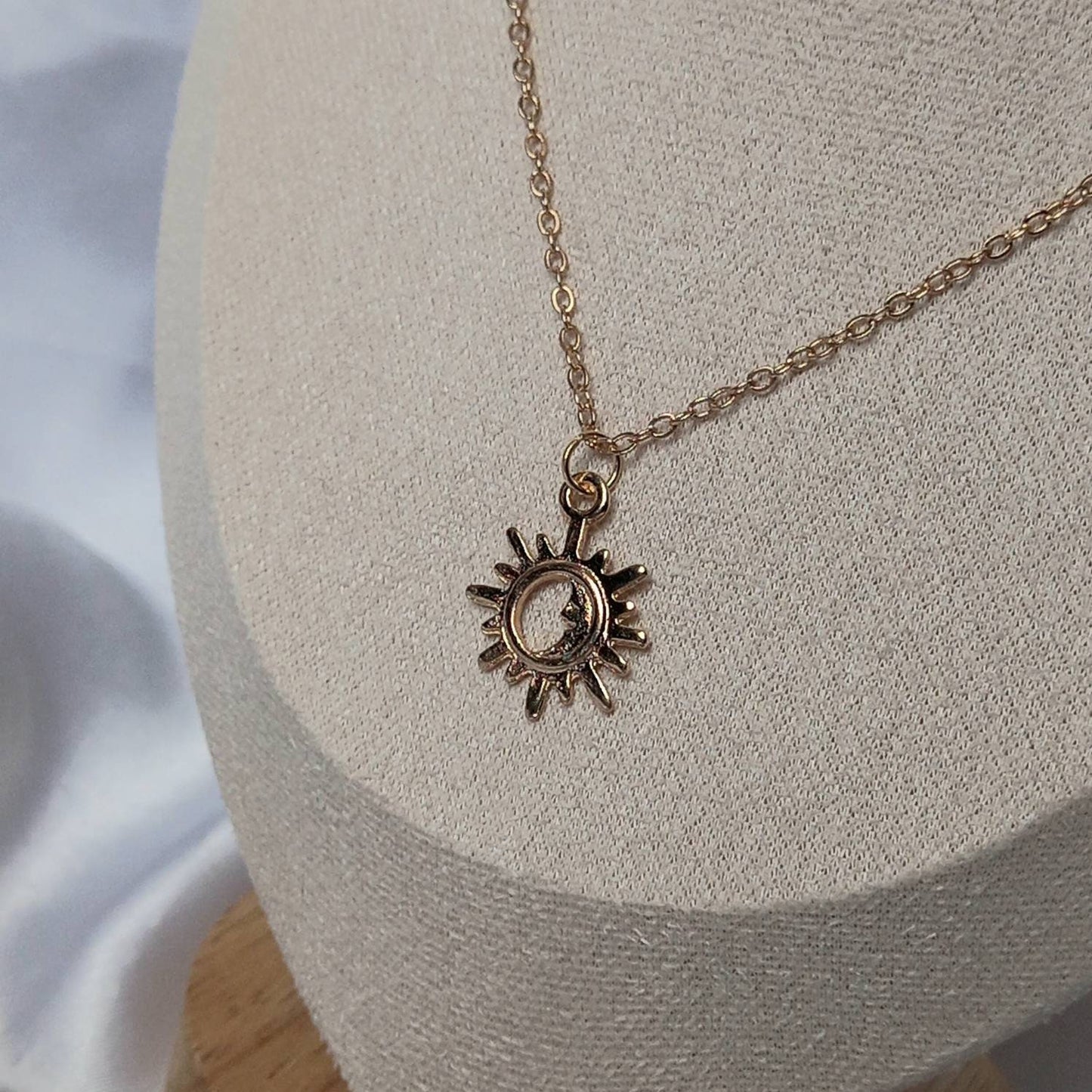Gold Sun & Moon Charm Necklace - Gold Necklaces In The UK,Sun Necklace,Moon Necklace,Sun Jewellery,Gold Jewellery In The UK,Moon Jewellery