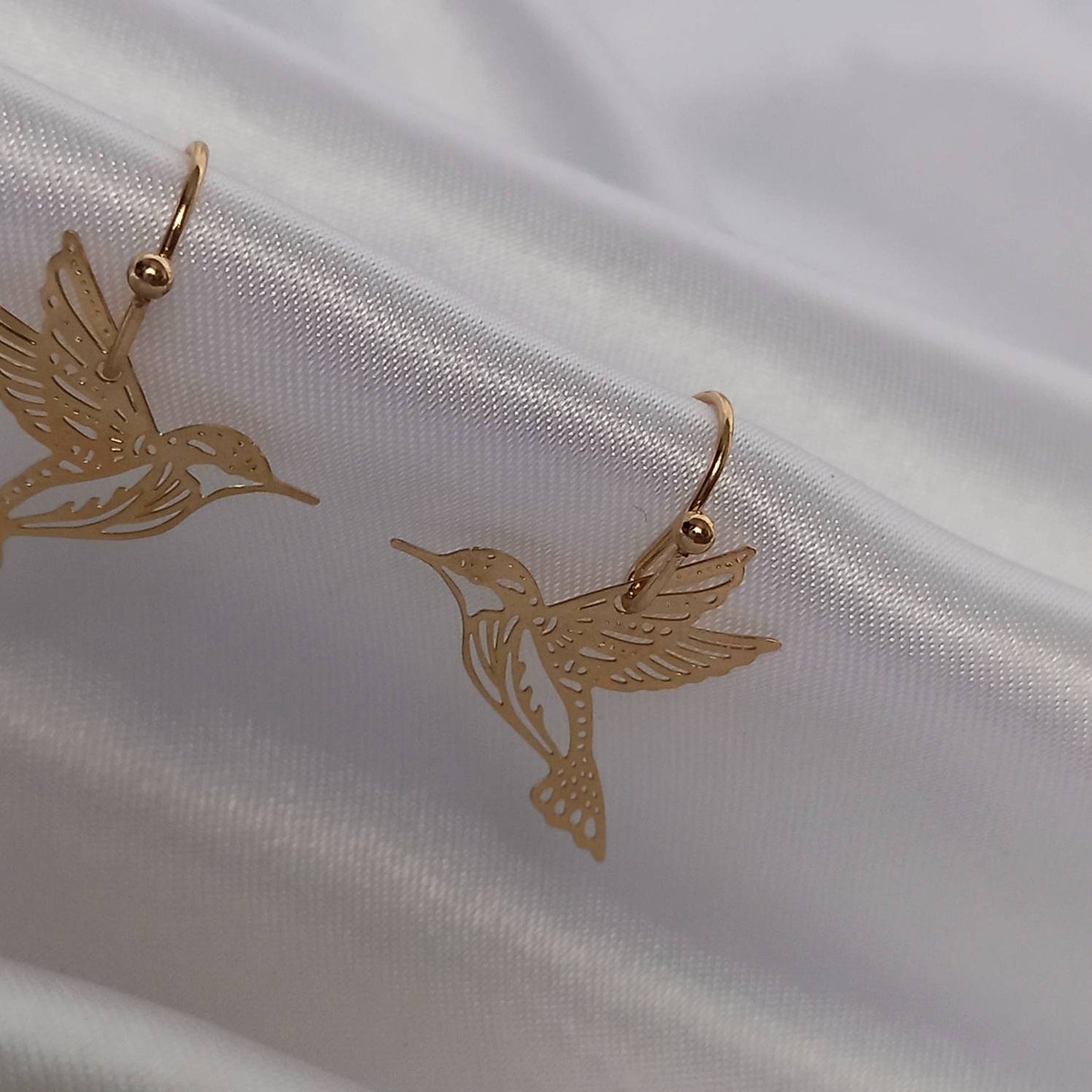 Gold Bird Earrings - Small Gold Earrings In The UK,Gold Jewellery In The UK,Gold Drop Earrings,Bird Jewellery,Delicate Earrings,Lighweight