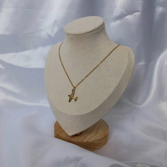 Gold Plane Chain Necklace - Small Gold Necklaces In The UK,Gold Necklace In The UK,Plane Lover Gift,Airplane Lover Jewellery,Airplanes