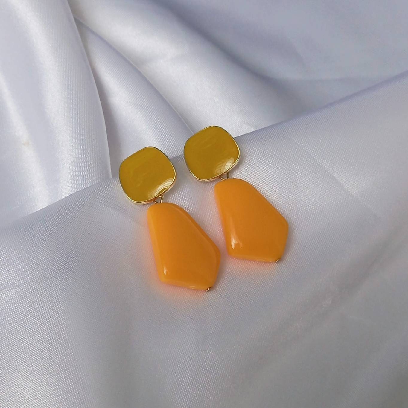 Orange Drop Earrings - Orange Earrings In The UK,Orange Jewellery In The UK,Gold Earrings,Chunky Earrings,Chunky Jewellery,Gifts For Her