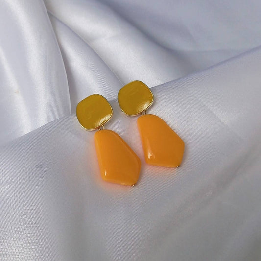 Orange Drop Earrings - Orange Earrings In The UK,Orange Jewellery In The UK,Gold Earrings,Chunky Earrings,Chunky Jewellery,Gifts For Her