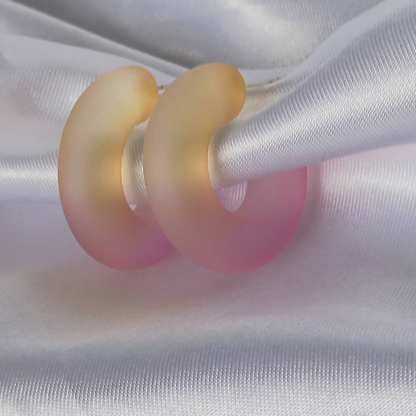 Chunky Pink & Orange Resin Hoop Earrings -  Ombre Earrings, Chunky Hoop Earrings, Pink Earrings, Two Tone Resin Earrings, Earrings In The UK