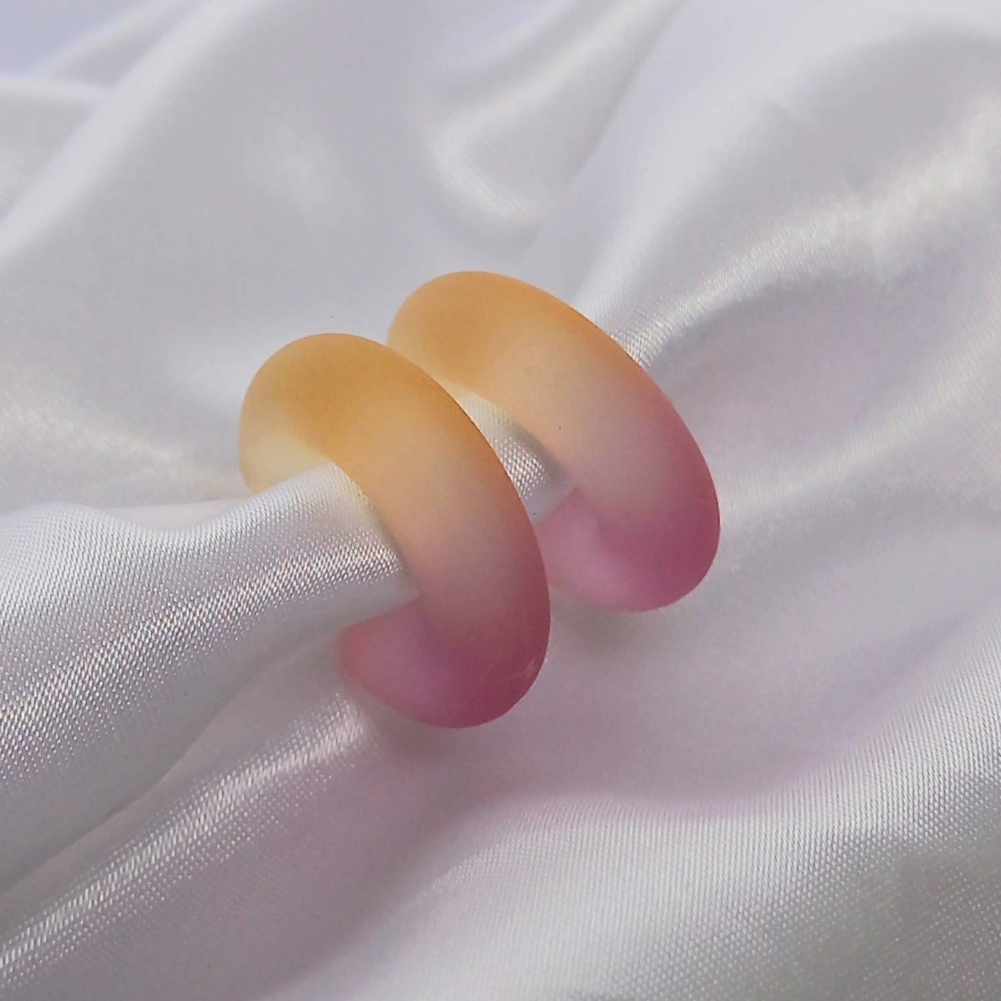 Chunky Pink & Orange Resin Hoop Earrings -  Ombre Earrings, Chunky Hoop Earrings, Pink Earrings, Two Tone Resin Earrings, Earrings In The UK