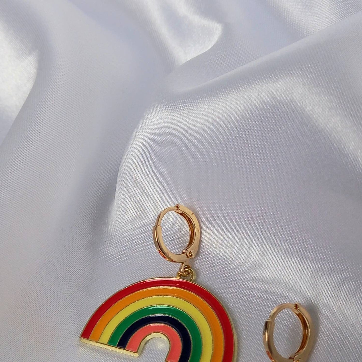 Rainbow Charm Drop Earrings - Rainbow Earrings,Rainbow Jewlellery,Gold Earrings In The UK,Gold Jewellery In The UK,Rainbow Charms