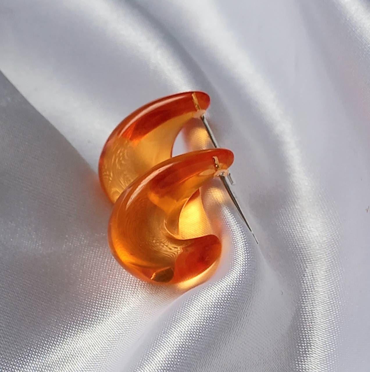 Chunky Orange Hoop Earrings - Chunky Hoop Earrings,Thick Resin Earrings,Orange Earrings In The UK,Orange Jewellery In The UK,Orange Hoops