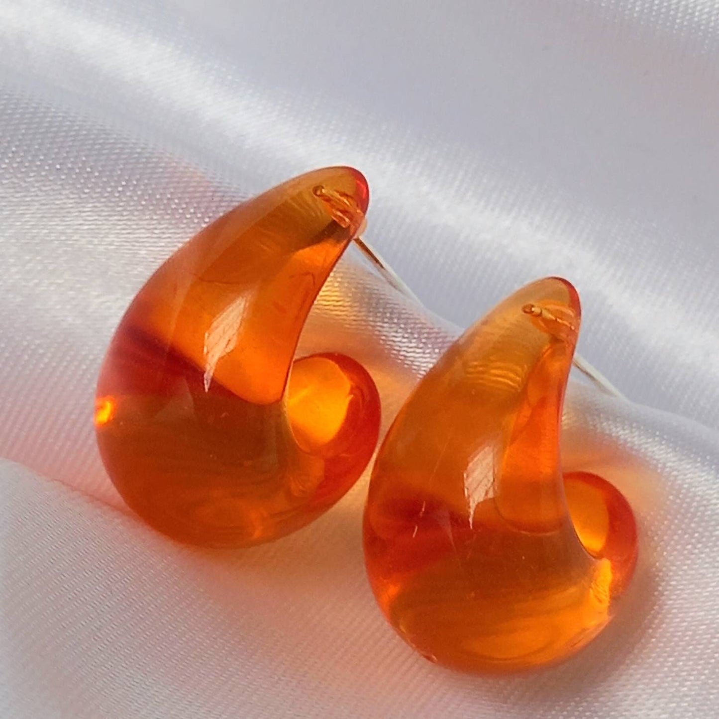 Chunky Orange Hoop Earrings - Chunky Hoop Earrings,Thick Resin Earrings,Orange Earrings In The UK,Orange Jewellery In The UK,Orange Hoops