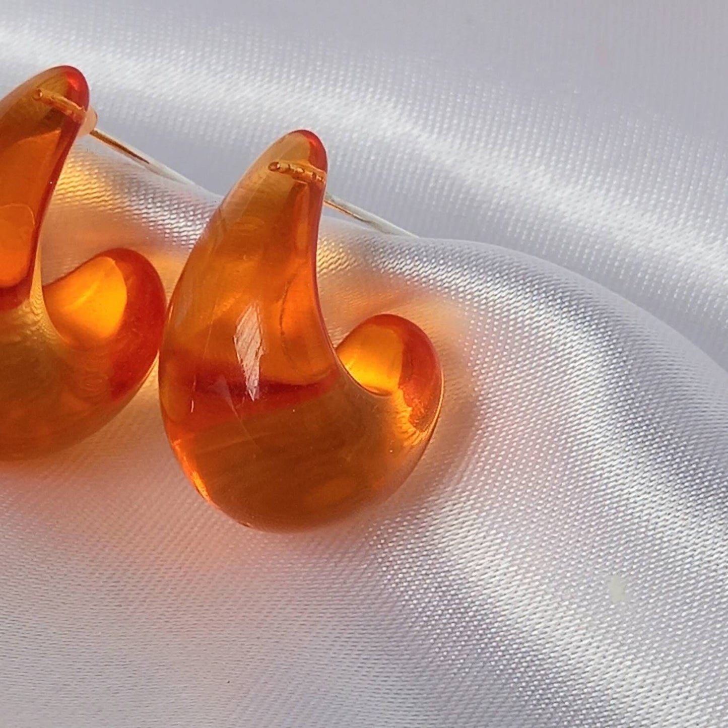 Chunky Orange Hoop Earrings - Chunky Hoop Earrings,Thick Resin Earrings,Orange Earrings In The UK,Orange Jewellery In The UK,Orange Hoops