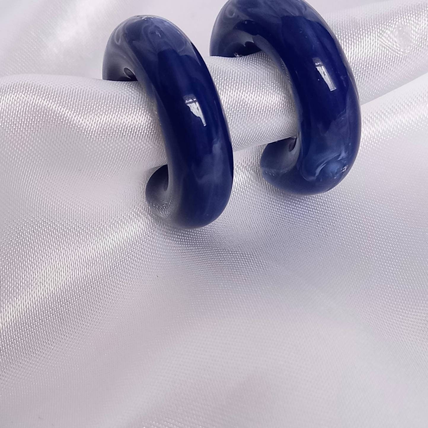 Chunky Blue Resin Hoop Earrings -  Resin Earrings, Chunky Hoop Earrings, Thick Resin Earrings, Earrings In The UK, Hoop Earrings In The UK