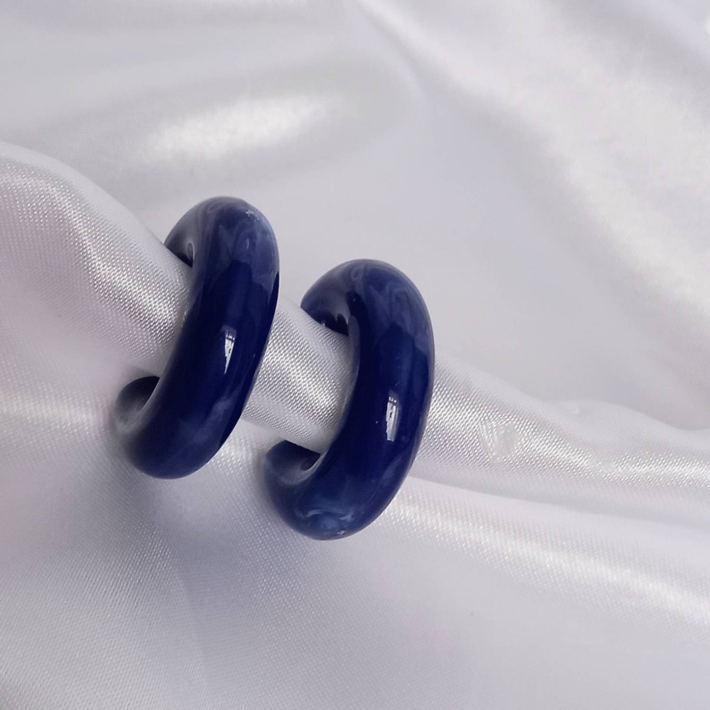 Chunky Blue Resin Hoop Earrings -  Resin Earrings, Chunky Hoop Earrings, Thick Resin Earrings, Earrings In The UK, Hoop Earrings In The UK