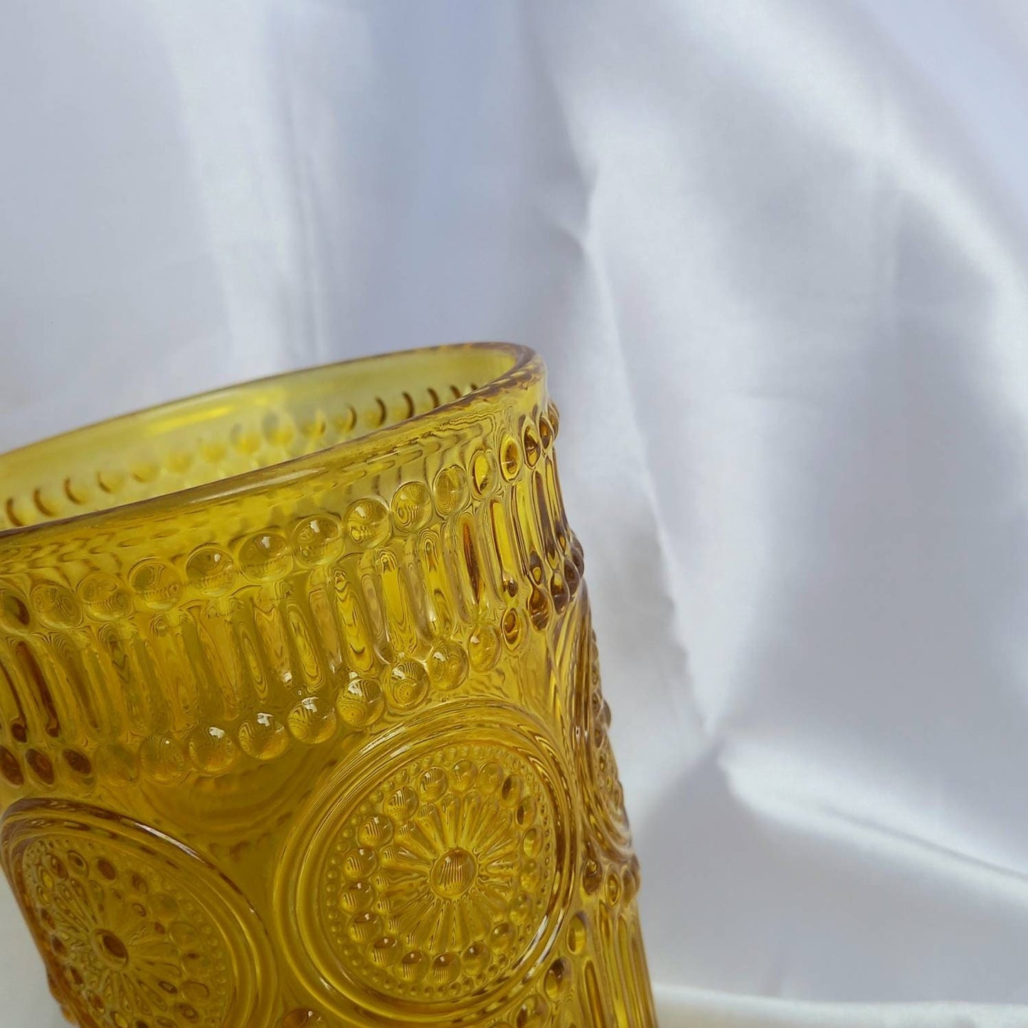 Tall Yellow Patterned Glass Tumbler - Yellow Summer Glasses,Yellow Patterned Glasses,Summer Glassware,Gifts For Her,Colourful Glassware