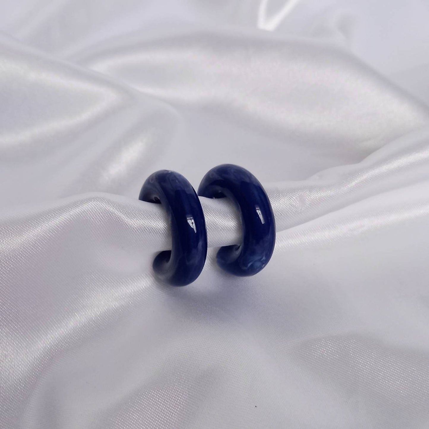 Chunky Blue Resin Hoop Earrings -  Resin Earrings, Chunky Hoop Earrings, Thick Resin Earrings, Earrings In The UK, Hoop Earrings In The UK