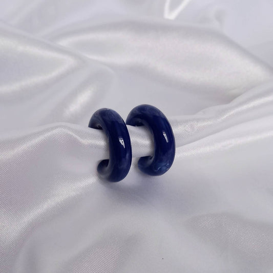 Chunky Blue Resin Hoop Earrings -  Resin Earrings, Chunky Hoop Earrings, Thick Resin Earrings, Earrings In The UK, Hoop Earrings In The UK