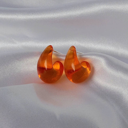 Chunky Orange Hoop Earrings - Chunky Hoop Earrings,Thick Resin Earrings,Orange Earrings In The UK,Orange Jewellery In The UK,Orange Hoops