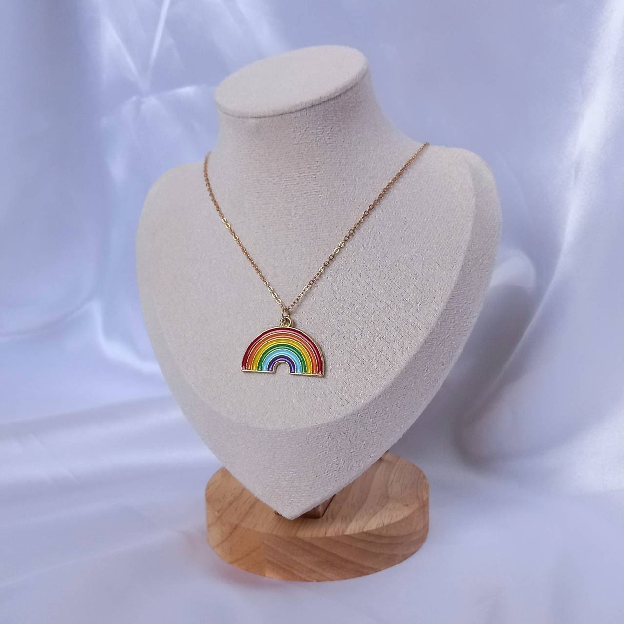 Gold Rainbow Charm Necklace - Rainbow Necklace,Rainbow Jewellery,Colourful Necklace,Gold Necklaces In The UK,Gold Jewellery In The UK
