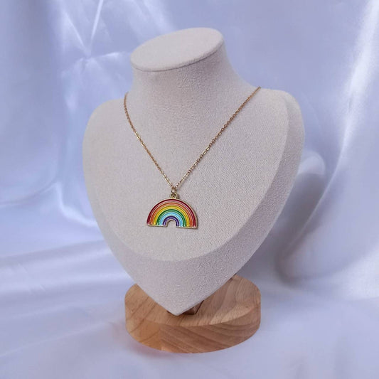 Gold Rainbow Charm Necklace - Rainbow Necklace,Rainbow Jewellery,Colourful Necklace,Gold Necklaces In The UK,Gold Jewellery In The UK