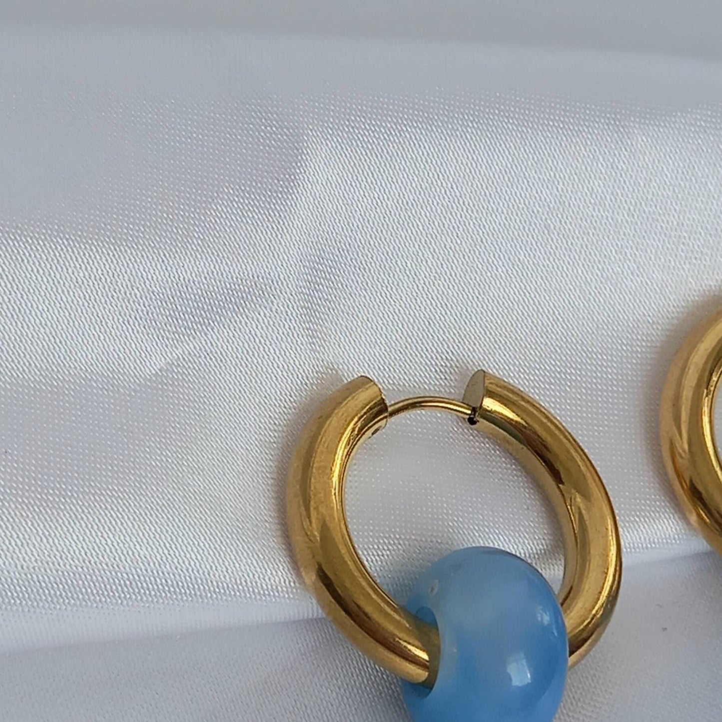 Chunky Blue & Gold Hoop Earrings - Blue Chunky Hoop Earrings,Blue Earrings In The UK,Blue Jewellery In The UK,Gold Hoop Earrings,Gold Hoops