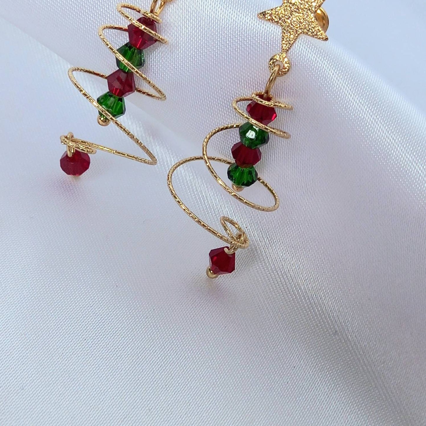 Gold Christmas Tree Drop Earrings - Gold Earrings In The UK,Christmas Earrings,Gold Jewellery In The UK,Christmas Jewellery,Christmas Tree