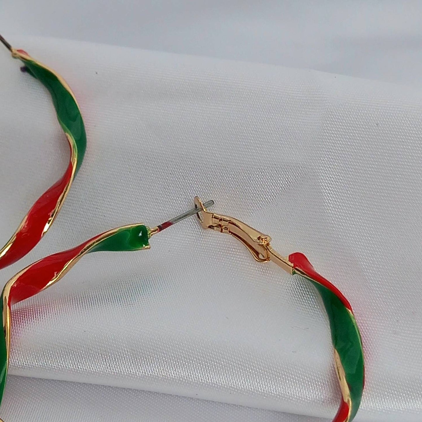 Christmas Twist Hoop Earrings - Red Earrings,Green Earrings,Christmas Earrings In The UK,Christmas Jewellery In The UK, Red and Green